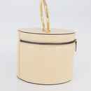CELINE Vanity Hand Bag Leather Ivory Gold Auth AMZ074A-4
