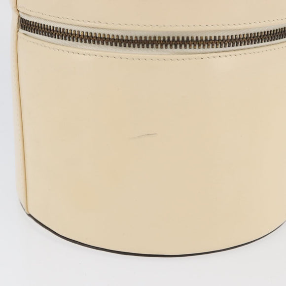 CELINE Vanity Hand Bag Leather Ivory Gold Auth AMZ074A