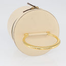 CELINE Vanity Hand Bag Leather Ivory Gold Auth AMZ074A-7