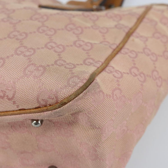 GUCCI GG Canvas Tote Bag Pink Silver 113019 Auth AMZ077