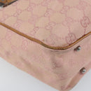 GUCCI GG Canvas Tote Bag Pink Silver 113019 Auth AMZ077-15