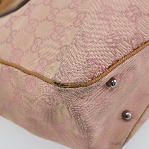 GUCCI GG Canvas Tote Bag Pink Silver 113019 Auth AMZ077