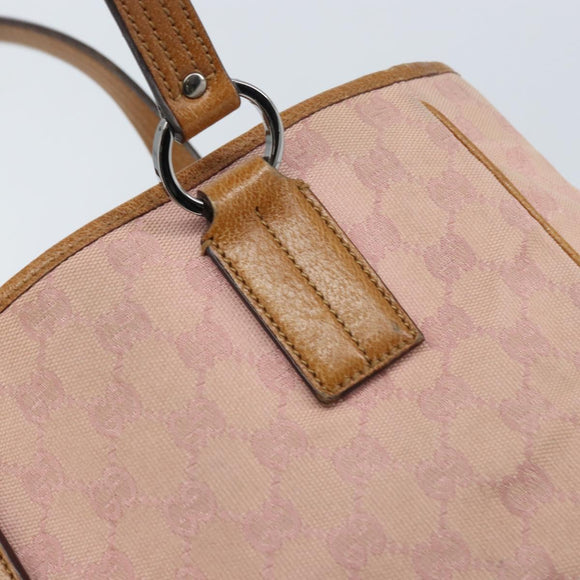 GUCCI GG Canvas Tote Bag Pink Silver 113019 Auth AMZ077