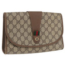 GUCCI GG Supreme Web Sherry Line Clutch Bag PVC Beige Gold 89 01 030 Auth AMZ078-1
