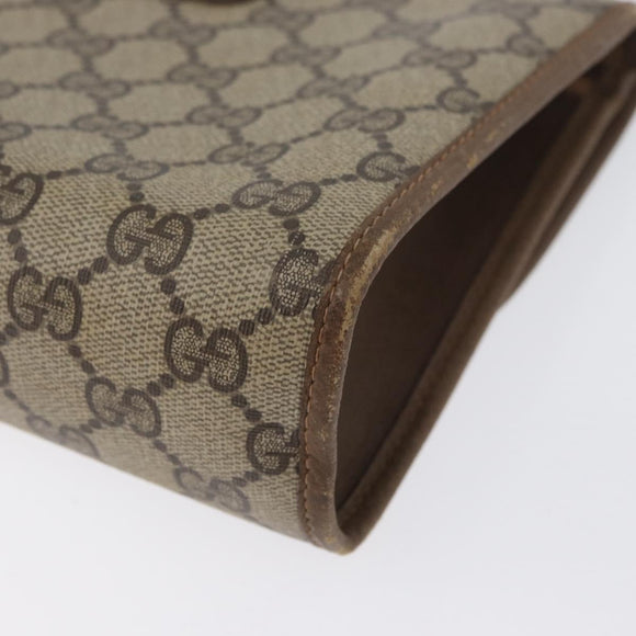 GUCCI GG Supreme Web Sherry Line Clutch Bag PVC Beige Gold 89 01 030 Auth AMZ078