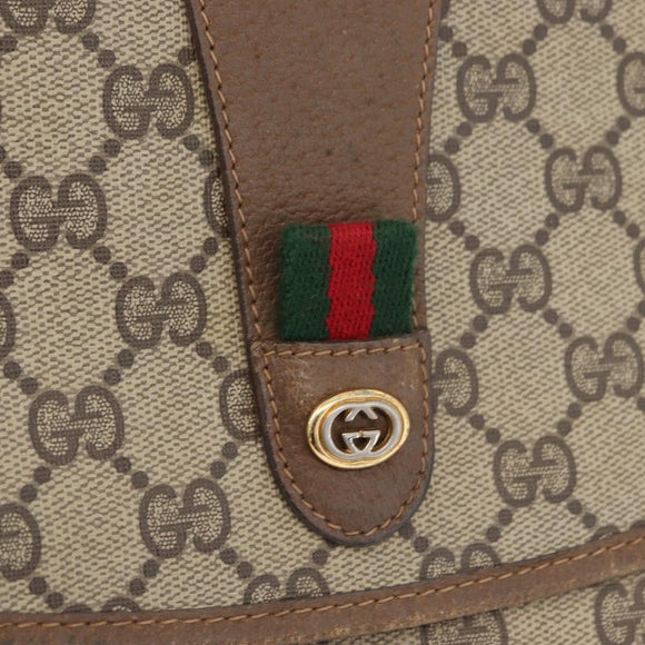 GUCCI GG Supreme Web Sherry Line Clutch Bag PVC Beige Gold 89 01 030 Auth AMZ078