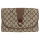 GUCCI GG Supreme Web Sherry Line Clutch Bag PVC Beige Gold 89 01 030 Auth AMZ078-13
