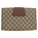 GUCCI GG Supreme Web Sherry Line Clutch Bag PVC Beige Gold 89 01 030 Auth AMZ078-2