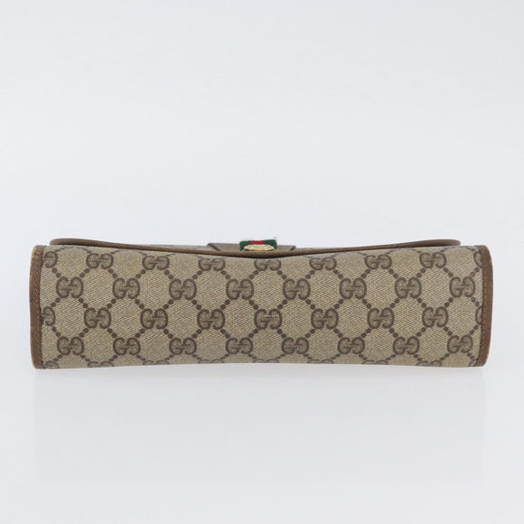 GUCCI GG Supreme Web Sherry Line Clutch Bag PVC Beige Gold 89 01 030 Auth AMZ078