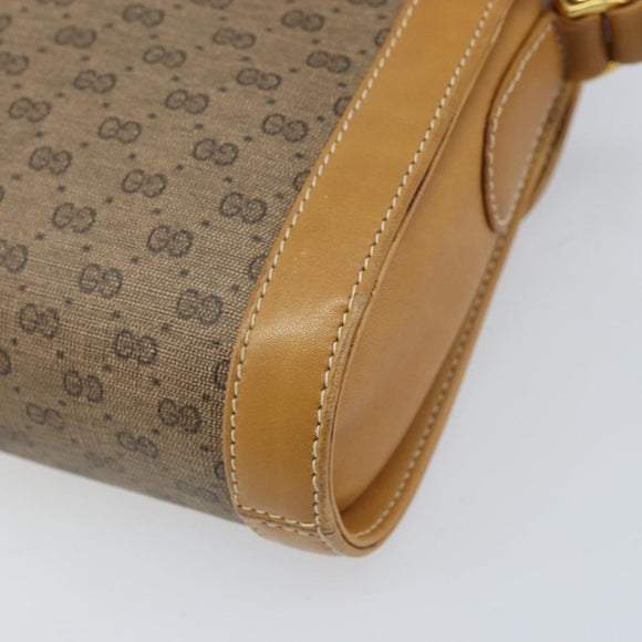GUCCI Micro GG Supreme Shoulder Bag PVC Beige Gold Auth AMZ079