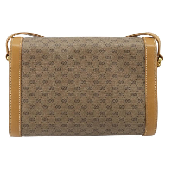 GUCCI Micro GG Supreme Shoulder Bag PVC Beige Gold Auth AMZ079