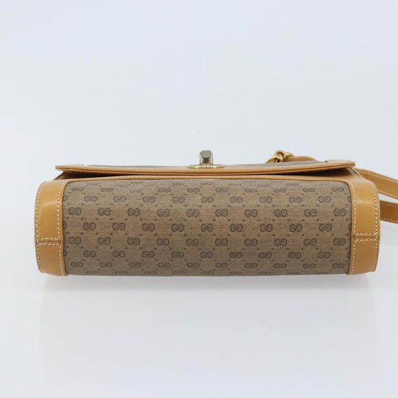 GUCCI Micro GG Supreme Shoulder Bag PVC Beige Gold Auth AMZ079