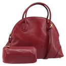 BOTTEGA VENETA Hand Bag Leather 2way Red Gold Auth AMZ081-1