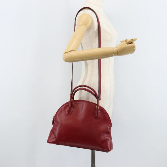 BOTTEGA VENETA Hand Bag Leather 2way Red Gold Auth AMZ081