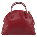 BOTTEGA VENETA Hand Bag Leather 2way Red Gold Auth AMZ081-2