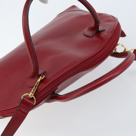 BOTTEGA VENETA Hand Bag Leather 2way Red Gold Auth AMZ081
