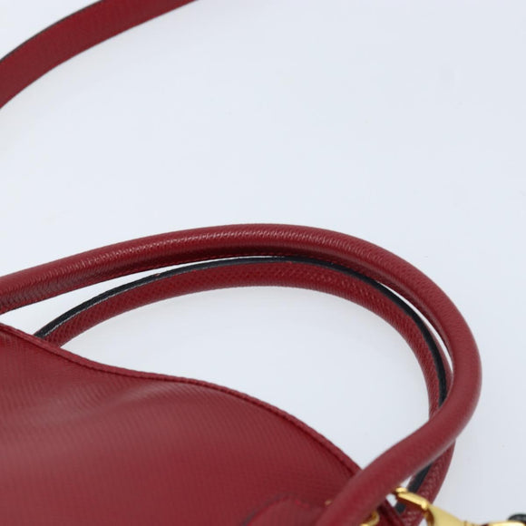BOTTEGA VENETA Hand Bag Leather 2way Red Gold Auth AMZ081
