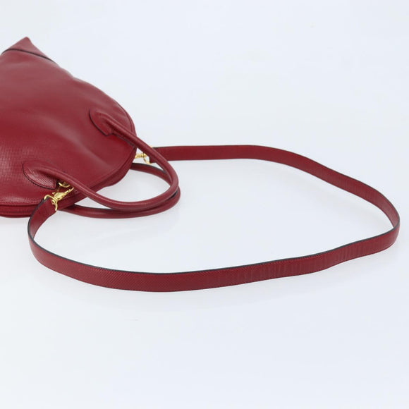 BOTTEGA VENETA Hand Bag Leather 2way Red Gold Auth AMZ081