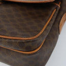 CELINE Macadam Canvas Shoulder Bag PVC Leather Brown Gold Auth AMZ082A-9
