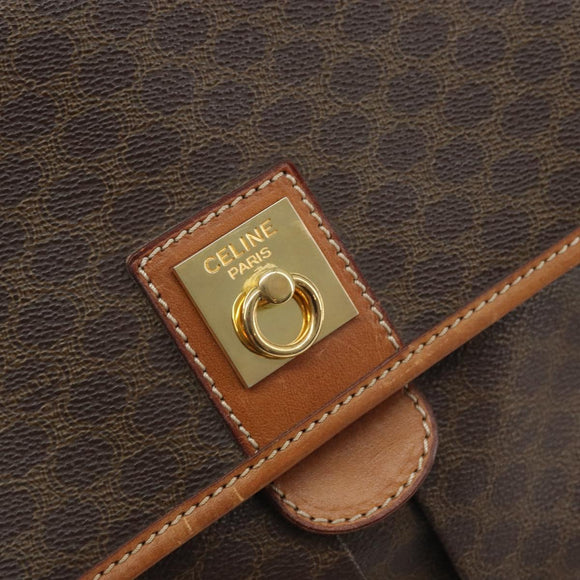 CELINE Macadam Canvas Shoulder Bag PVC Leather Brown Gold Auth AMZ082A