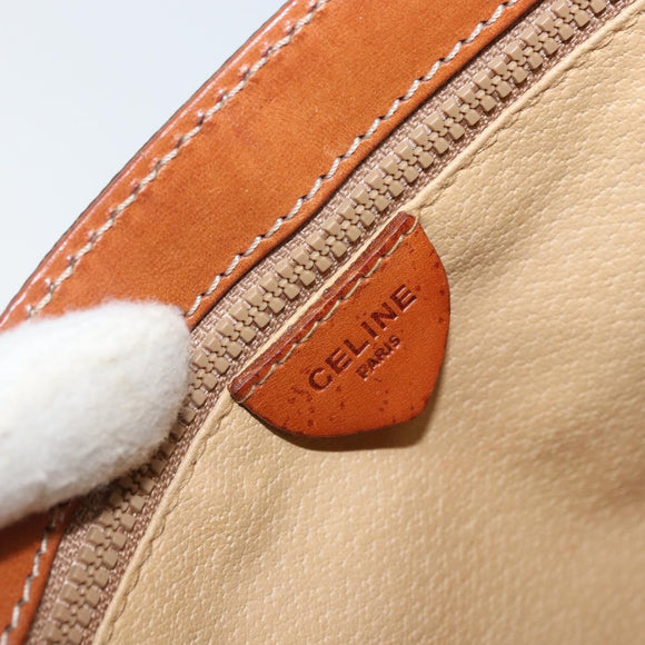 CELINE Macadam Canvas Shoulder Bag PVC Leather Brown Gold Auth AMZ082A