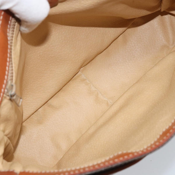 CELINE Macadam Canvas Shoulder Bag PVC Leather Brown Gold Auth AMZ082A