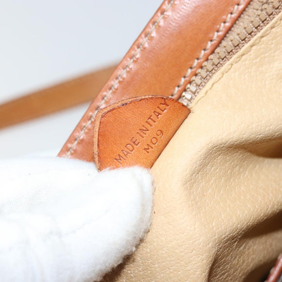 CELINE Macadam Canvas Shoulder Bag PVC Leather Brown Gold Auth AMZ082A