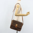 CELINE Macadam Canvas Shoulder Bag PVC Leather Brown Gold Auth AMZ082A-24