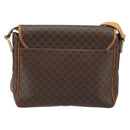 CELINE Macadam Canvas Shoulder Bag PVC Leather Brown Gold Auth AMZ082A-2