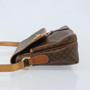 CELINE Macadam Canvas Shoulder Bag PVC Leather Brown Gold Auth AMZ082A-4