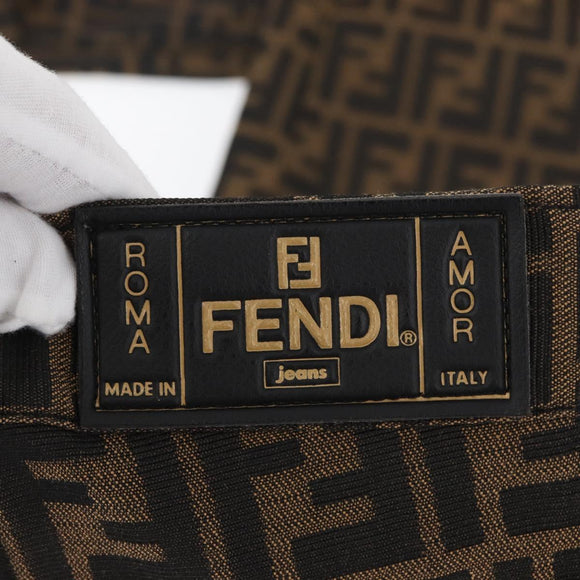 FENDI Zucca Canvas Pants 40 Black Brown Auth AMZ085M