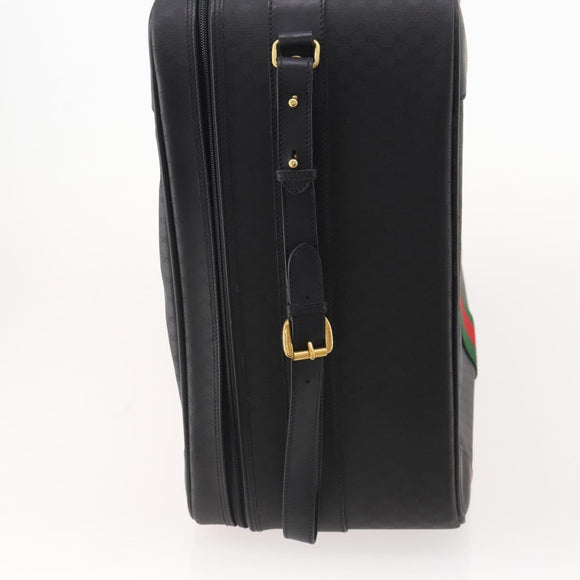 GUCCI Micro GG Canvas Web Sherry Line Trunk Black Gold Auth AMZ086