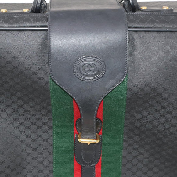 GUCCI Micro GG Canvas Web Sherry Line Trunk Black Gold Auth AMZ086
