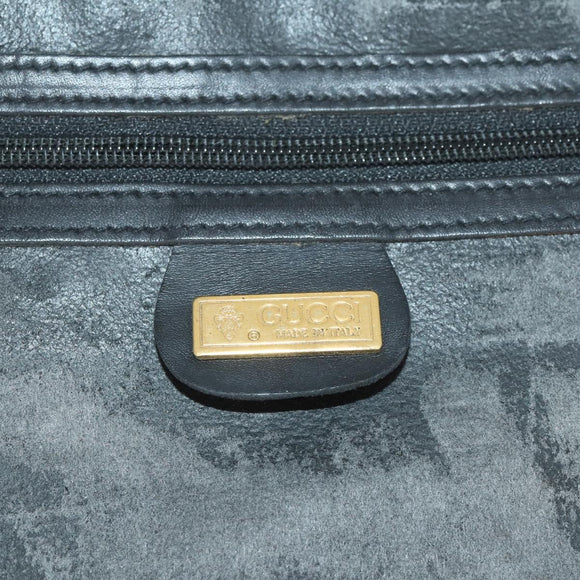 GUCCI Micro GG Canvas Web Sherry Line Trunk Black Gold Auth AMZ086