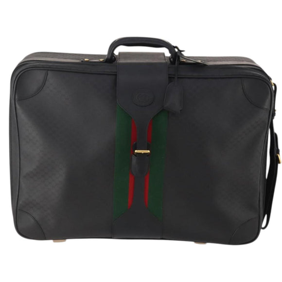 GUCCI Micro GG Canvas Web Sherry Line Trunk Black Gold Auth AMZ086
