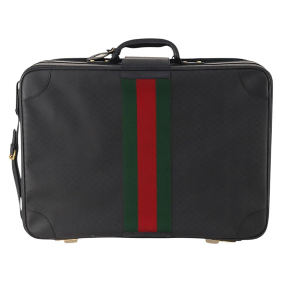 GUCCI Micro GG Canvas Web Sherry Line Trunk Black Gold Auth AMZ086