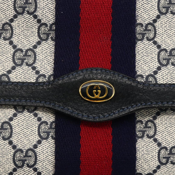 GUCCI GG Supreme Sherry Line Clutch Bag PVC Navy Red 67 014 3087 Auth AMZ090