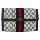 GUCCI GG Supreme Sherry Line Clutch Bag PVC Navy Red 67 014 3087 Auth AMZ090-2