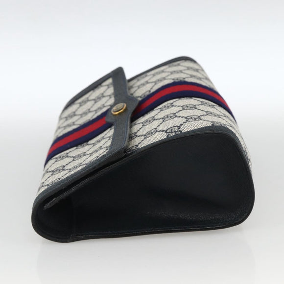 GUCCI GG Supreme Sherry Line Clutch Bag PVC Navy Red 67 014 3087 Auth AMZ090