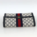 GUCCI GG Supreme Sherry Line Clutch Bag PVC Navy Red 67 014 3087 Auth AMZ090-6