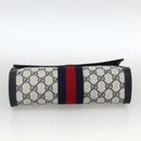 GUCCI GG Supreme Sherry Line Clutch Bag PVC Navy Red 67 014 3087 Auth AMZ090-7