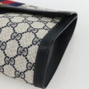 GUCCI GG Supreme Sherry Line Clutch Bag PVC Navy Red 67 014 3087 Auth AMZ090-8