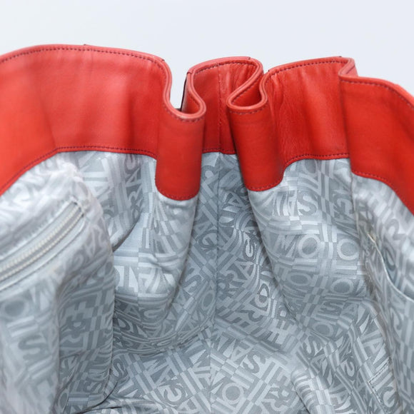 Salvatore Ferragamo Tote Bag Leather Red Silver Auth AMZ101A