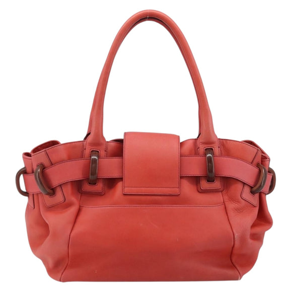 Salvatore Ferragamo Tote Bag Leather Red Silver Auth AMZ101A