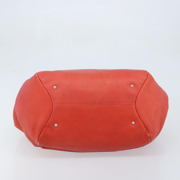Salvatore Ferragamo Tote Bag Leather Red Silver Auth AMZ101A