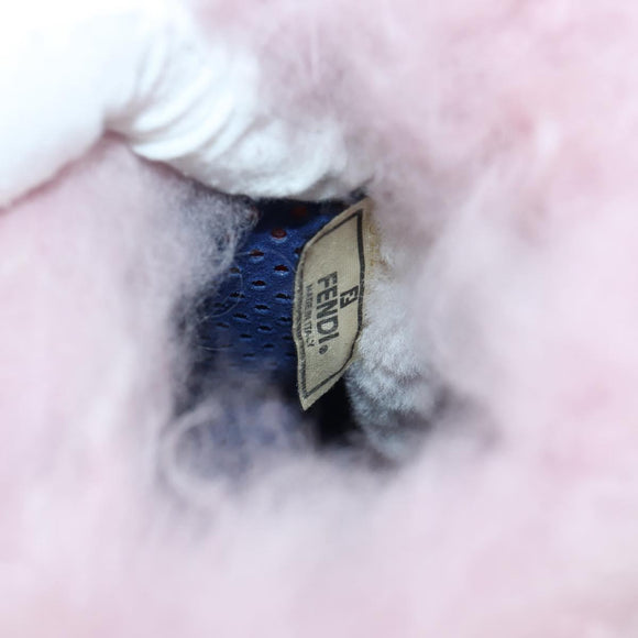 FENDI Hand Bag Fur Pink Silver Auth AMZ103V