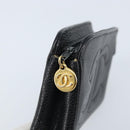 CHANEL COCO Mark Pouch Caviar Skin Black Gold CC Auth AMZ108-8