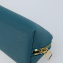 LOUIS VUITTON Trousse Elizabeth Pen Case Leather Blue LV Auth AMZ109A-10