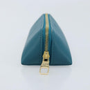 LOUIS VUITTON Trousse Elizabeth Pen Case Leather Blue LV Auth AMZ109A-5