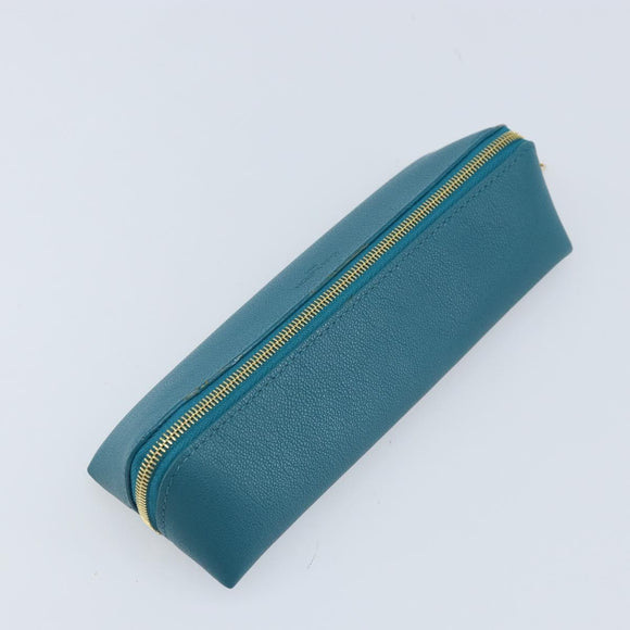 LOUIS VUITTON Trousse Elizabeth Pen Case Leather Blue LV Auth AMZ109A